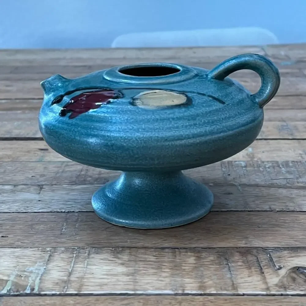 Vintage Art Pottery Blue Green Vessel 4